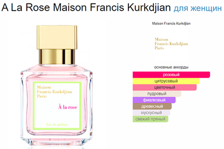 Maison Francis Kurkdjian Paris A la Rose 70ml (duty free парфюмерия)