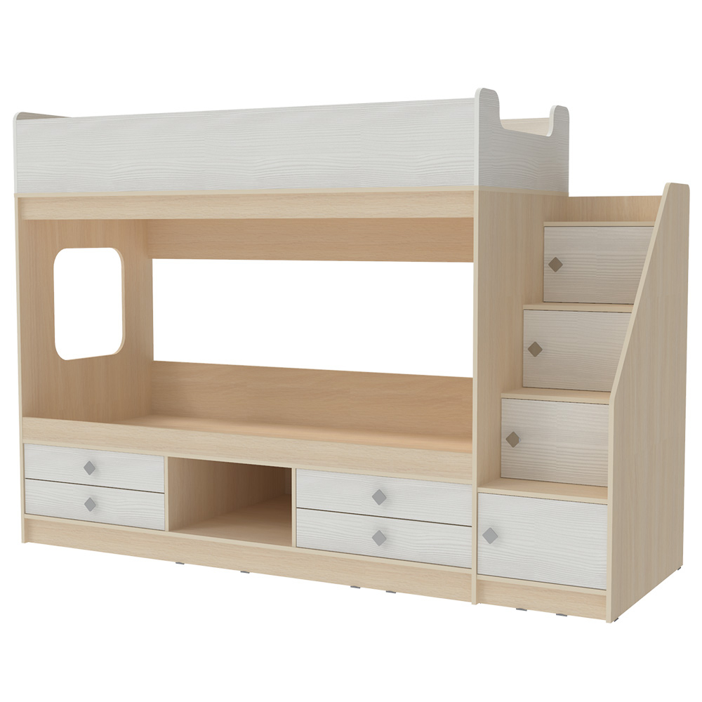 Двухъярусная кровать КарИВи Л-Д606.3 75х190  Дуб Молочный Белое Дерево