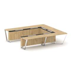 Steel Meet Стол переговорный П-образный MM-PR.B.SP-11P Тиквуд Светлый/Графит Глянец/Нержавеющая Стал