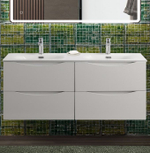 Тумба с раковиной подвесная BelBagno MARINO-CER-N-1200-4C-SO-BO-P Bianco Opaco, раковина белая BB-8099-120-2 с 2-я чашами