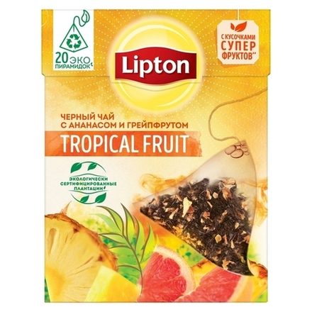 Чай черный в пирамидках Lipton Tropical Fruit, 20 пак/уп (Липтон)