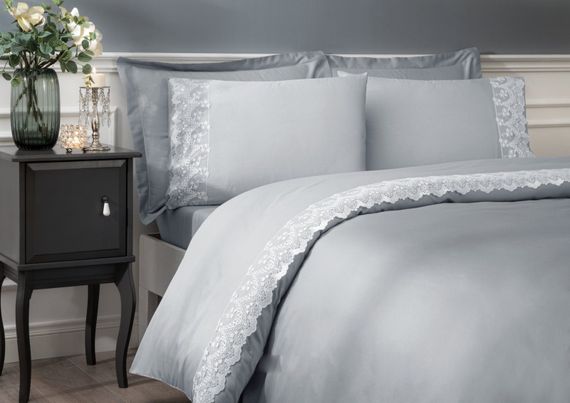 Постельное белье REGINA серый/кремовый сатин делюкс TIVOLYO HOME Турция