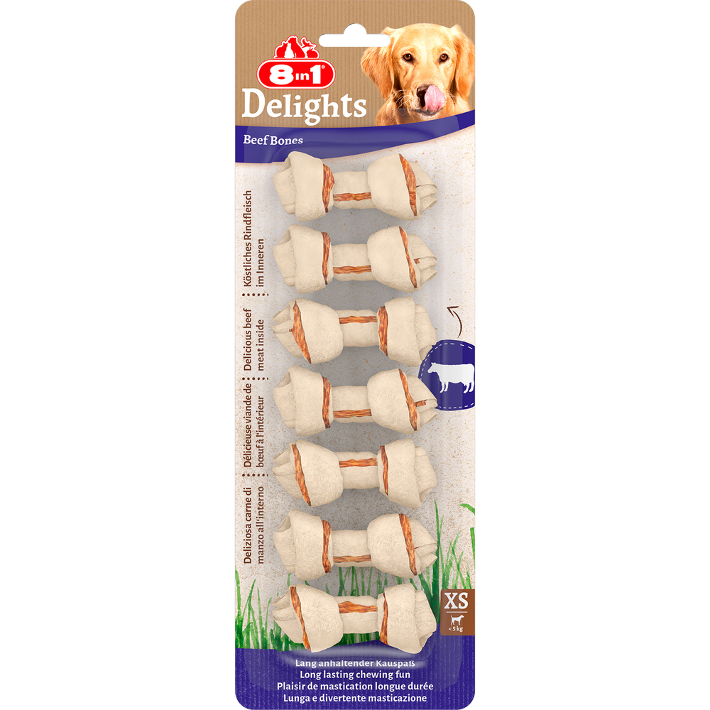 8in 1 Delights Beef XS косточки с говядиной для мелких собак 7,5 см 7 шт