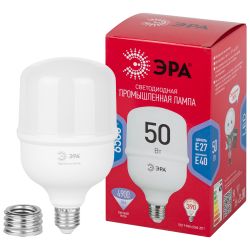 Лампа светодиодная POWER ЭРА RED LINE LED T100-50W-6500-E27/E40 R 50Вт колокол холодный белый свет E27/E40
