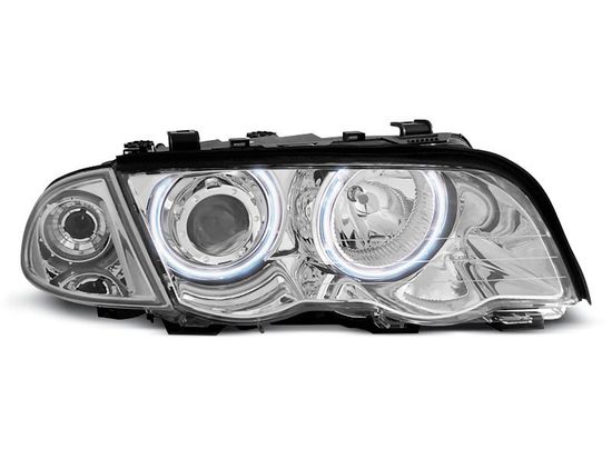 Передние фары Bmw 3 E46 angel eyes ccfl chrome