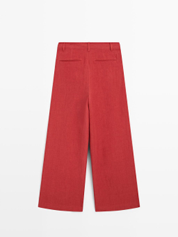 Massimo Dutti Свободные льняные брюки, красный