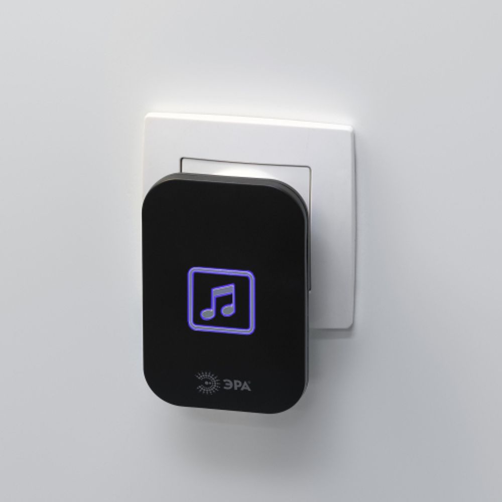 Звонок дверной ЭРА С97 беспроводной, от сети, черный, 60 мелодий