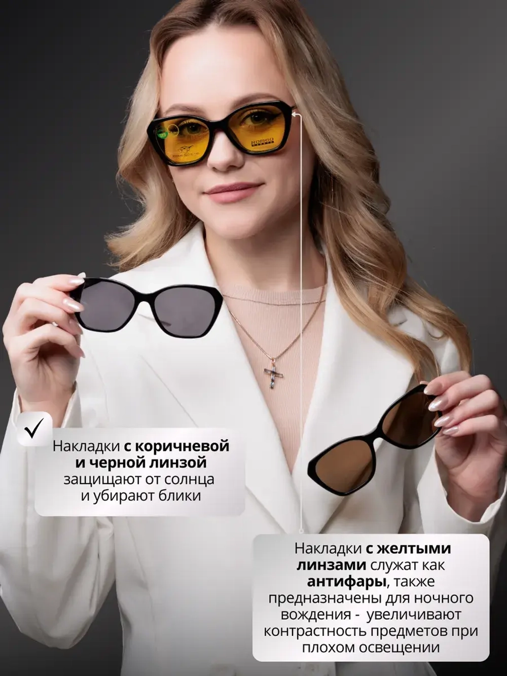 Оправа для очков с магнитными накладками 4в1