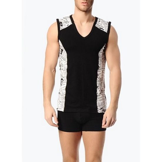 Мужская майка черная с принтом газета  Doreanse 2020