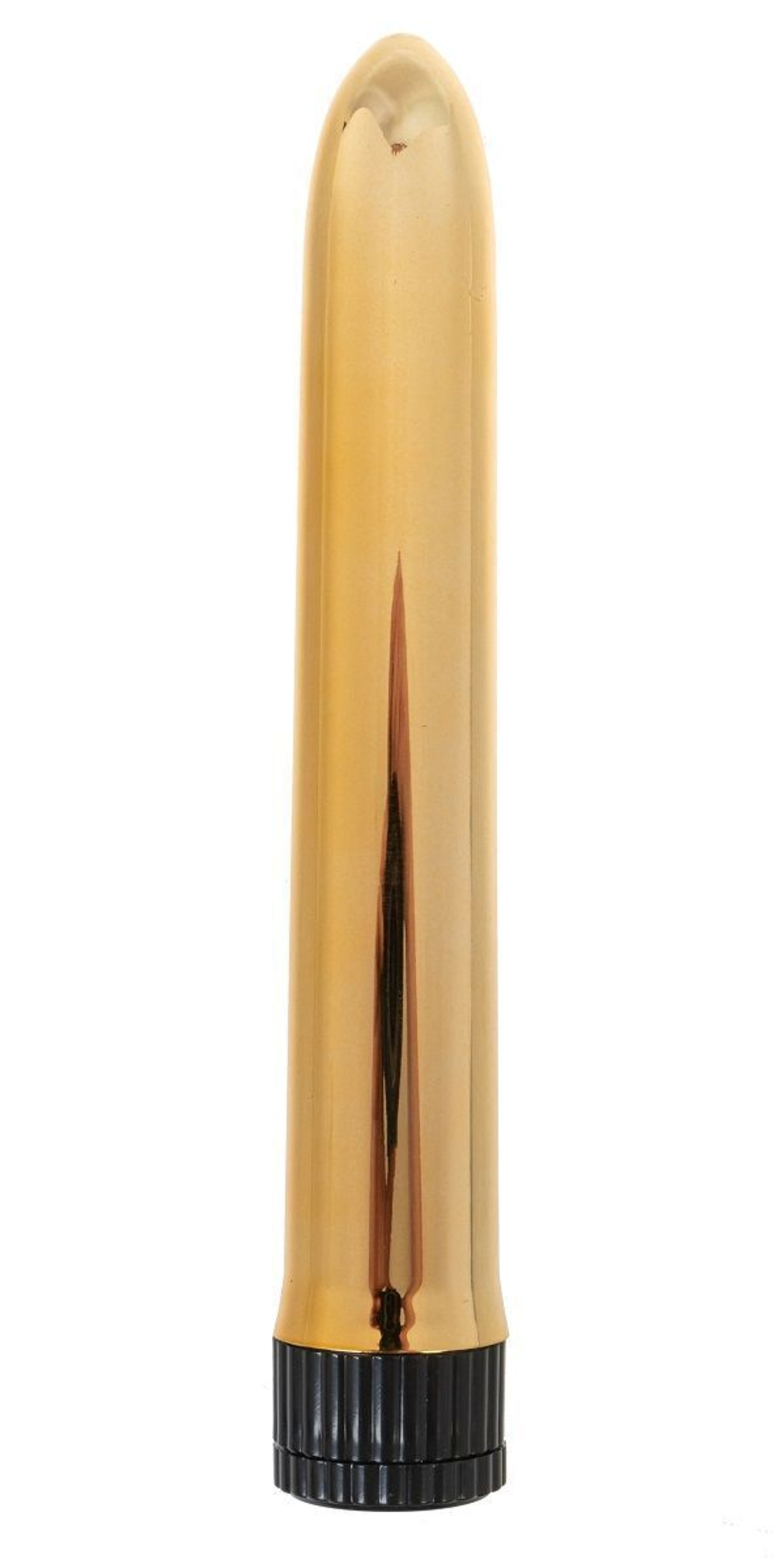 Золотистый классический вибратор - 18 см. (Цвет: золотистый)