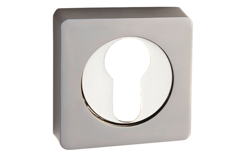 Накладка квадрат на цилиндр Ренц INET 02 SN/NP, цвет никель матовый/никель блестящий (гарантия - 12 месяцев)