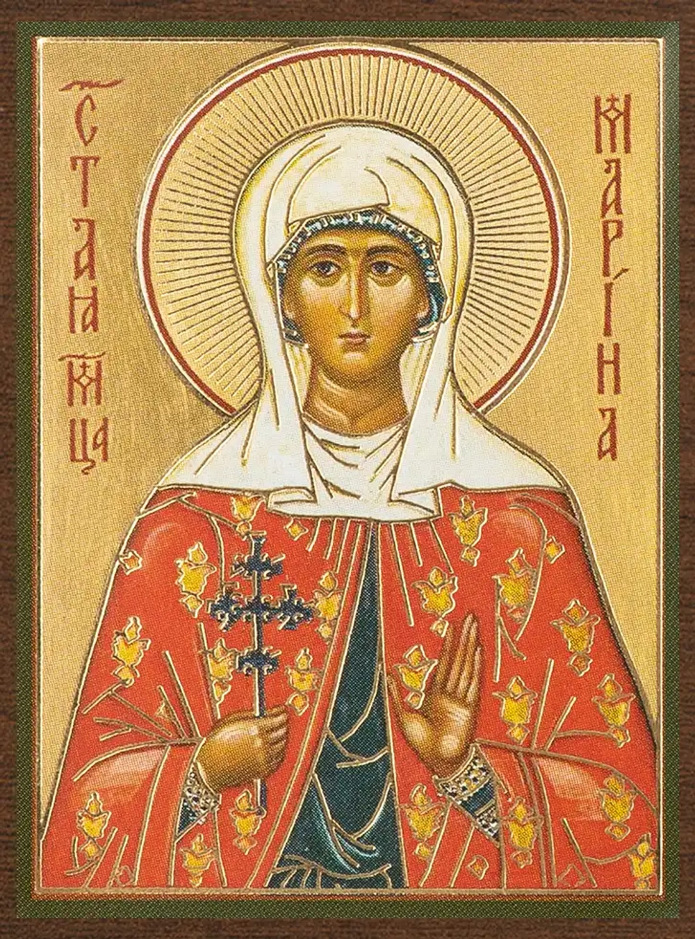 Икона "Марина Антиохийская", вид 2, 4х6 на МДФ-6