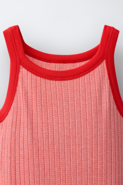 ZARA X PUKAS ТРИКОТАЖНОЕ ПЛАТЬЕ PUKAS SURF, БЕЛЫЙ/КРАСНЫЙ