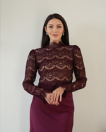 Блуза из кружева "Герцогиня" в винном