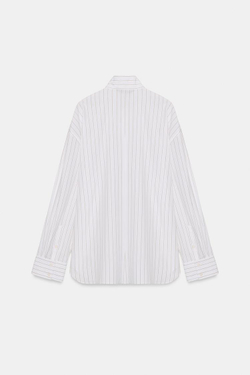 ZARA РУБАШКА ИЗ ПОПЛИНА В ПОЛОСКУ С ШАРФОМ, КОРИЧНЕВЫЙ/БЕЛЫЙ