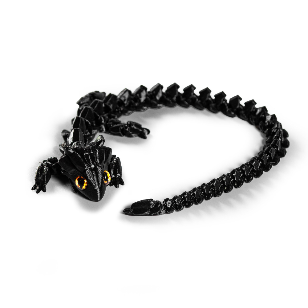 Игрушка-антистресс гибкая ящерица-кристалл, с короткими рожками, 3D печать, черная