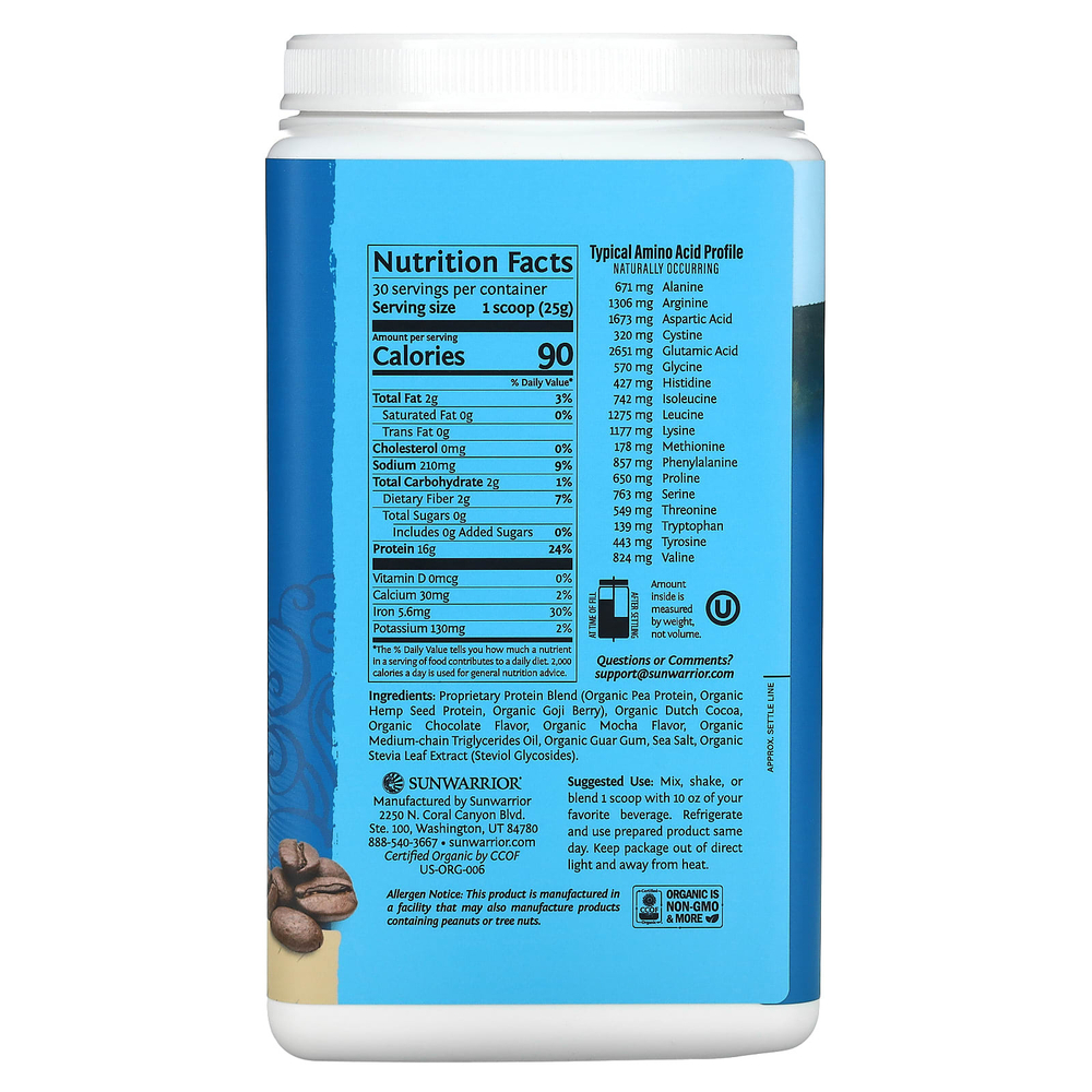 Sunwarrior, Warrior Blend Protein, смесь мокко, 750 г (1,65 фунта)