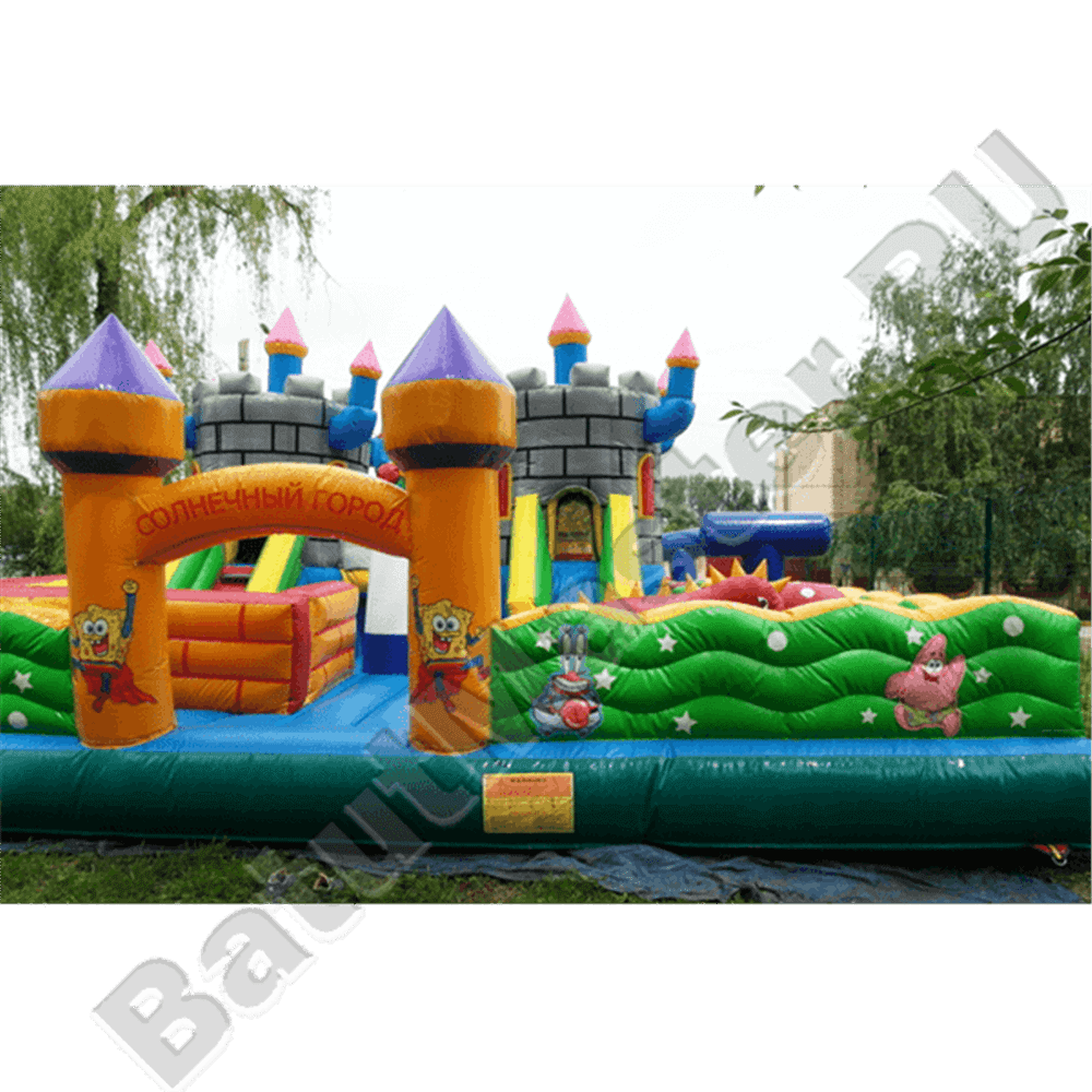 Большой надувной батут "Средневековье" 20*20*5 м