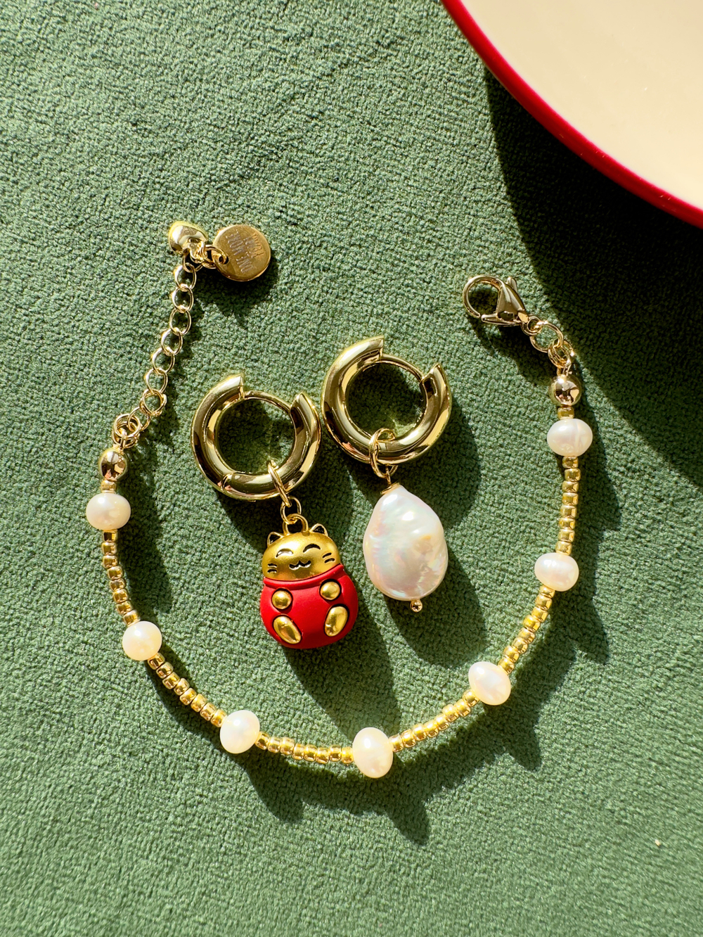 Серьги Манэки с жемчугом