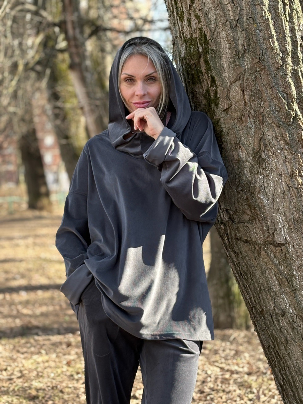 Худи / микро вельвет / графит