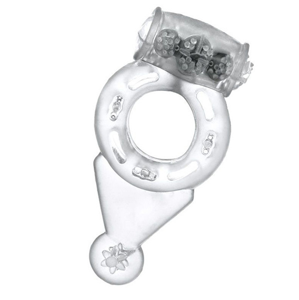 Прозрачное эрекционное виброкольцо с хвостиком ToyFa Basic 818038-1