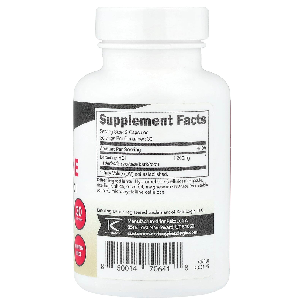 KetoLogic, Берберин, 60 капсул (600 мг в каждой капсуле)