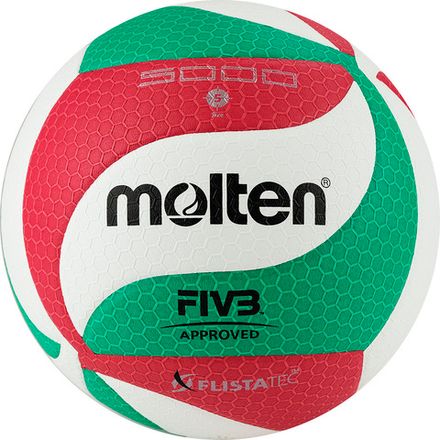 Мяч вол. MOLTEN V5M5000X р. 5, FIVB Approved, 18 панелей, ПУ Microfiber,клеен, бел.-кр.-зел.