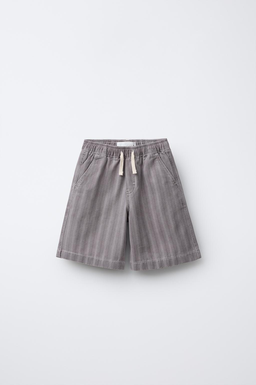 ZARA ШОРТЫ-БЕРМУДЫ С ПРИНТОМ И ЭЛАСТИЧНЫМ ПОЯСОМ, СВЕТЛАЯ МАЛЬВА