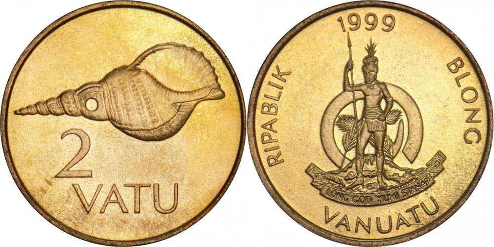 Вануату 2 вату, 1983 - 2009 Ракушка XF