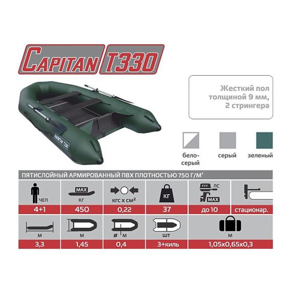 Лодка Тонар Капитан Т330 (киль+пол) серый