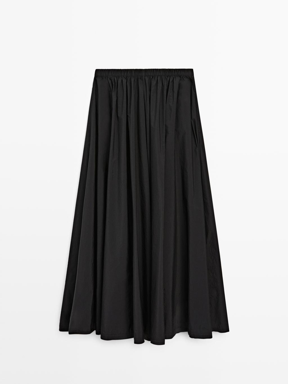 Massimo Dutti Юбка миди с плиссировкой, черный
