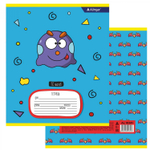 Тетрадь 12л., линия, Alingar, скрепка, блок офсет, 100% белизна, мелованный картон (стандарт), "Весёлые монстрики"