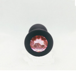 Средняя черная пробка с нежно розовым кристаллом ONJOY Silicone Collection (Цвет: черный с нежно розовым)