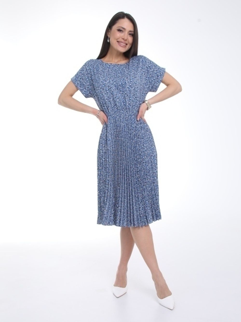 Платье Сабрина (гофре,блу) Diolche (Акция)