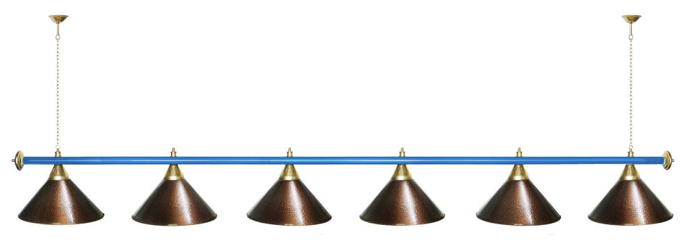 Лампа STARTBILLIARDS 6 пл. (плафоны зеленые,штанга зеленая,фурнитура золото)