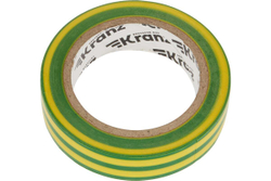 Изолента ПВХ KRANZ 0,13х15 мм, 10 м, желто-зеленая KR-09-2007