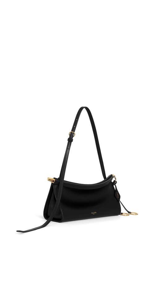 ALAÏA МАЛЕНЬКАЯ СУМКА LE CLICK EAST WEST ИЗ НАТУРАЛЬНОЙ КОЖИ, ЧЕРНЫЙ