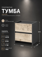 Тумба прикроватная Денвер 50х50х36 см 2 ящика стильная Альбина