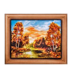 AMB-74/ 3 Картина «Красота природы» (с янтарной крошкой) дер.краш.рамка 12х15