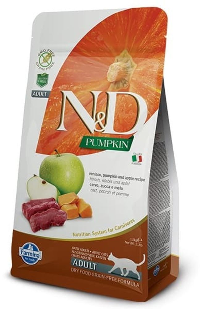N&amp;D 1,5кг корм для взрослых кошек с Олениной и тыквой