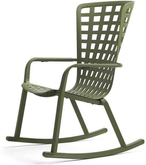 Уличное кресло-качалка Folio агава с зеленой подушкой