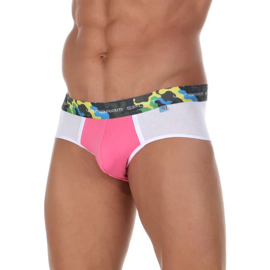 Мужские брифы белые с розовой вставкой Van Baam VB50755