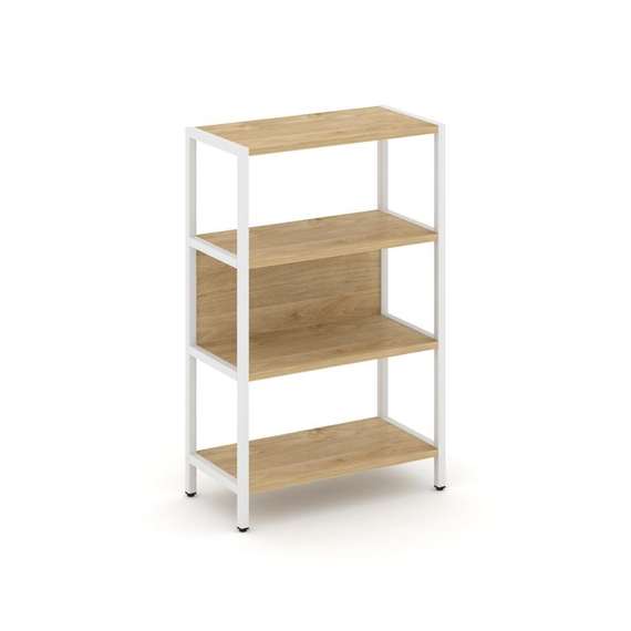 Shelf System Односекционный стеллаж трехярусный SN.STM-311 Тиквуд Светлый/Металл Белый 810*400*1246