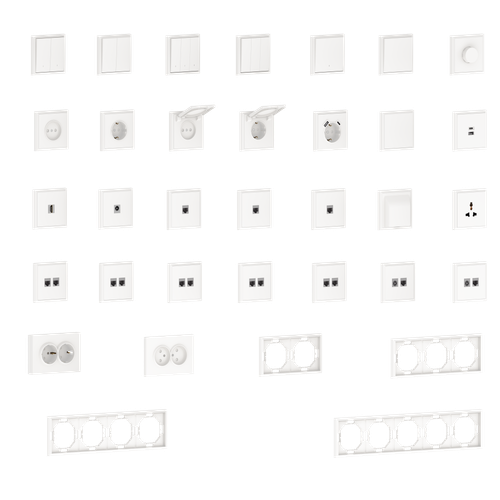 Накладка 2-я для розеток RJ45, TV, SAT, матовый белый, серия S08
