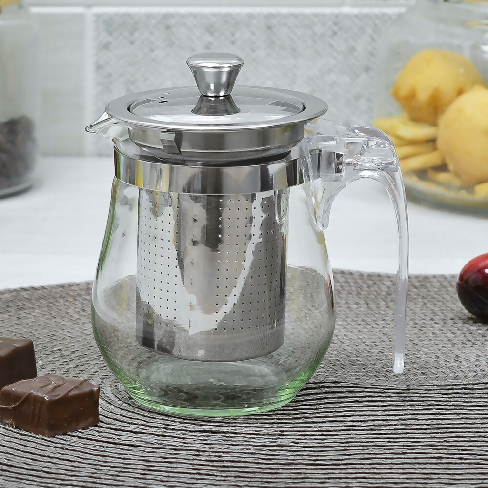 Чайник заварочный 0,35л стеклянный с металлическим ситом