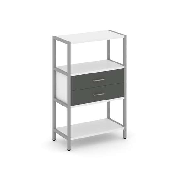 Shelf System Односекционный стеллаж трехярусный с ящиками SN.STM-312 Белый/Антрацит/Металл Серый 810