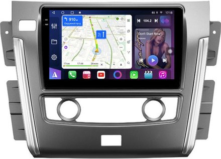 Магнитола Nissan Patrol Y62 2010-2019 (экран климата внизу) - FarCar 9639F2 монитор 9.5" QLED на Android 14, TS18, CarPlay, 4G SIM-слот