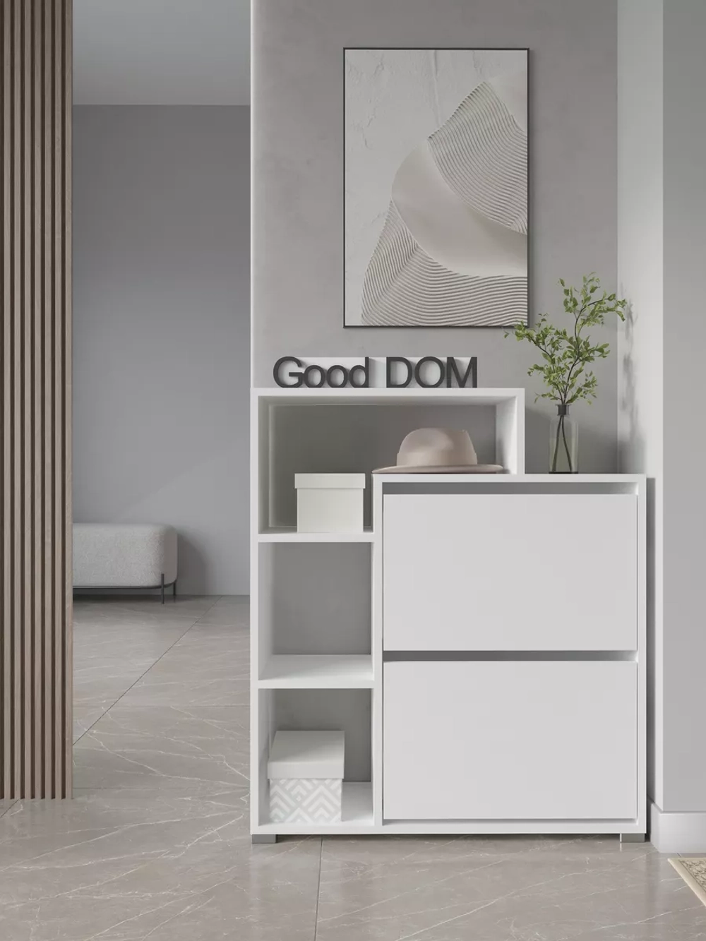 Обувница в прихожую тумба закрытая с полками