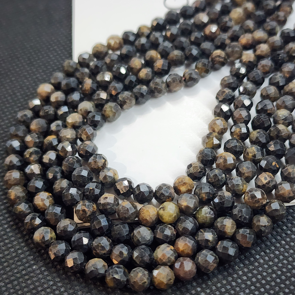 Корунд чёрный (чёрный сапфир), бусины ювелирная грань, 5.2 - 5.3мм