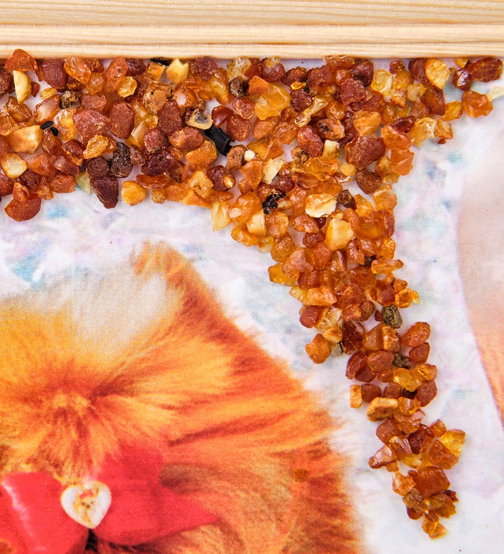 AMB-51/71 Картина «Йоркшир терьер» (с янтарной крошкой) дер.рамка 21х30